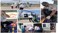 انتقال هوایی بیمار ۳۷ ساله از تالش به رشت برای دریافت درمان تخصصی